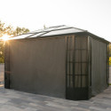 Rideaux occultants en polyester gris pour pergola Savino 12x14 - SOJAG