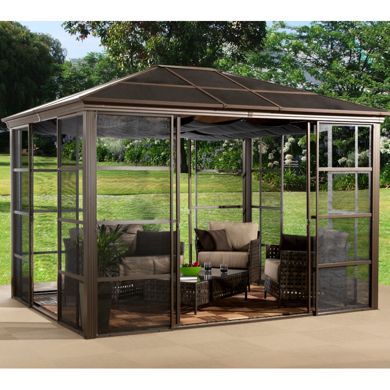 Jardin d’hiver Castel 362x298cm en aluminium et polycarbonate avec stores – SOJAG