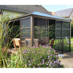 Jardin d’hiver Castel 362x427cm en aluminium et polycarbonate avec stores – SOJAG