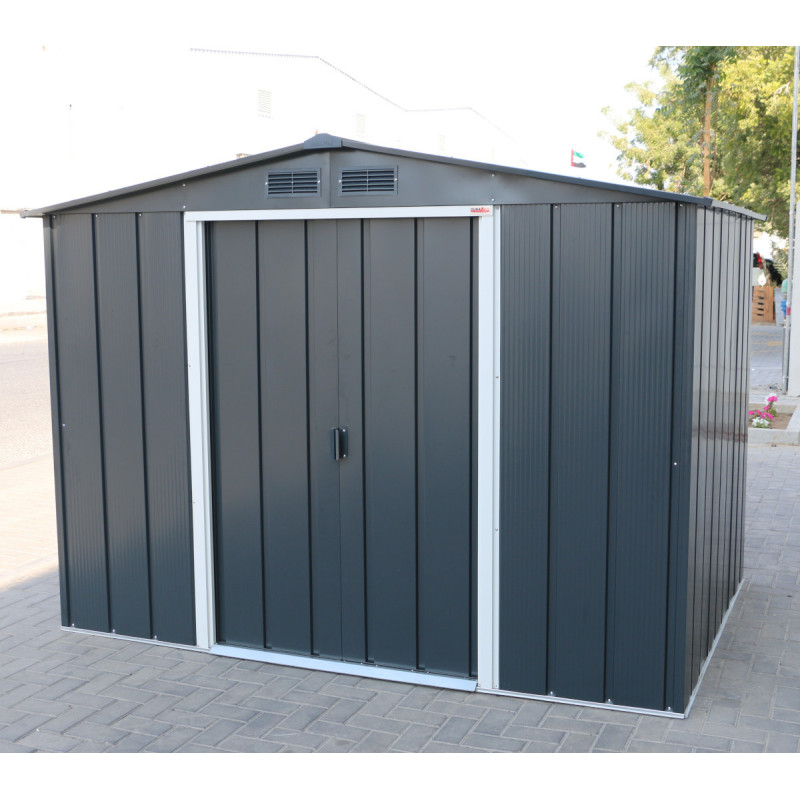 Abri en métal parois hautes anthracite Titan Premium 4,77m² DURAMAX + kit ancrage