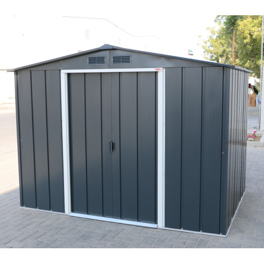 Abri en métal parois hautes anthracite Titan Premium 4,77m² DURAMAX + kit ancrage