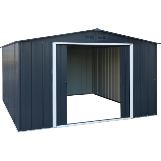 Abri en métal parois hautes anthracite Colussus 7,79m² DURAMAX + kit ancrage