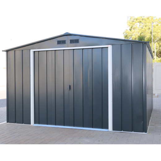 Abri en métal parois hautes anthracite Colussus 9,74m² DURAMAX + kit ancrage