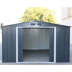 Abri en métal parois hautes anthracite Colussus 11,69m² DURAMAX + kit ancrage