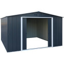 Abri en métal parois hautes anthracite Colussus 11,69m² DURAMAX + kit ancrage