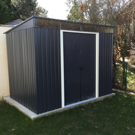 Abri en métal anthracite avec puits de lumière Skylight 4,84m² DURAMAX + kit ancrage