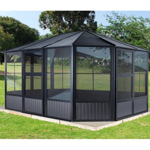 Pavillon Charlestone 384x489cm en aluminium et acier galvanisé - SOJAG