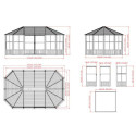 Pavillon Charlestone 384x594cm en aluminium et acier galvanisé - SOJAG	