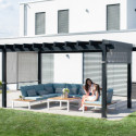 Pergola Yamba 14,6m² en aluminium anthracite avec store rétractable - SOJAG