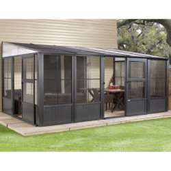 Pavillon adossé Charlestone 309x404cm en aluminium et acier galvanisé - SOJAG