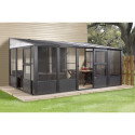 Pavillon adossé Charlestone 309x502cm en aluminium et acier galvanisé - SOJAG