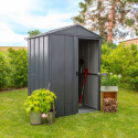 Abri de jardin 1,5m² toit double pente en acier galvanisé anthracite Spacemaker