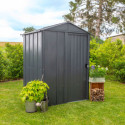 Abri de jardin 1,5m² toit double pente en acier galvanisé anthracite Spacemaker