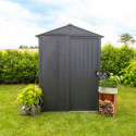 Abri de jardin 1,5m² toit double pente en acier galvanisé anthracite Spacemaker