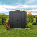 Abri de jardin 2,5m² toit double pente en acier galvanisé anthracite Spacemaker
