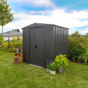 Abri de jardin 2,5m² toit double pente en acier galvanisé anthracite Spacemaker