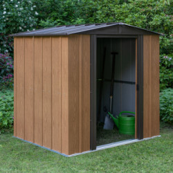 Abri de jardin 2,93m² toit double pente en acier galvanisé aspect bois Spacemaker