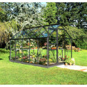 Serre de jardin 6,2m² NOIRE et verre Popular + embase noire Halls