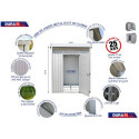 Abri de jardin en métal gris 3,92m² - DURAMAX + kit d'ancrage + kit de fondation