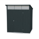 Abri de jardin en métal anthracite 3,92m² - DURAMAX + kit d'ancrage + kit de fondation