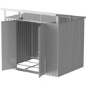 Abri de jardin en métal gris 5,22m² + kit d'ancrage + kit de fondation DURAMAX