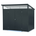 Abri de jardin en métal anthracite 5,22m² + kit d'ancrage + kit de fondation DURAMAX
