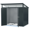Abri de jardin en métal anthracite 5,22m² + kit d'ancrage + kit de fondation DURAMAX