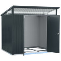 Abri de jardin en métal anthracite 5,22m² + kit d'ancrage + kit de fondation DURAMAX