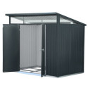 Abri de jardin en métal anthracite 5,22m² + kit d'ancrage + kit de fondation DURAMAX
