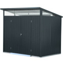 Abri de jardin en métal anthracite 5,22m² + kit d'ancrage + kit de fondation DURAMAX