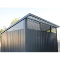 Abri de jardin en métal anthracite 5,22m² + kit d'ancrage + kit de fondation DURAMAX