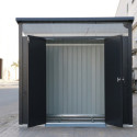 Abri de jardin en métal anthracite 5,22m² + kit d'ancrage + kit de fondation DURAMAX