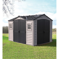 Abri de jardin en PVC 8,05m² DarkGrey Apex - Duramax + kit de fondation