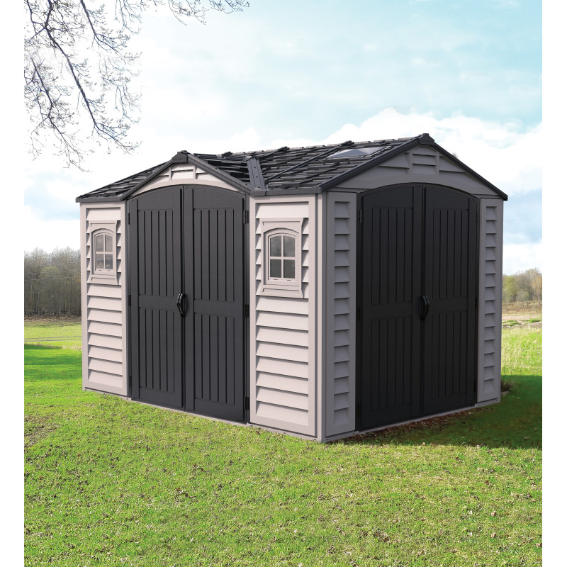 Abri de jardin en PVC 8,05m² DarkGrey Apex - Duramax + kit de fondation