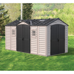 Abri de jardin en PVC 11,95m² DarkGrey Apex - Duramax + kit de fondation