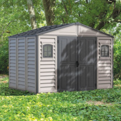 Abri de jardin en PVC 8,05m² DarkGrey Premium - Duramax + kit de fondation
