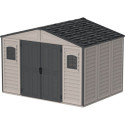 Abri de jardin en PVC 8,05m² DarkGrey Premium - Duramax + kit de fondation