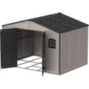 Abri de jardin en PVC 8,05m² DarkGrey Premium - Duramax + kit de fondation