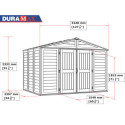Abri de jardin en PVC 8,05m² DarkGrey Premium - Duramax + kit de fondation