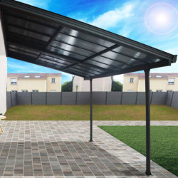 Toit de terrasse 12,04m² en alu anthracite à panneaux amovibles Habrita