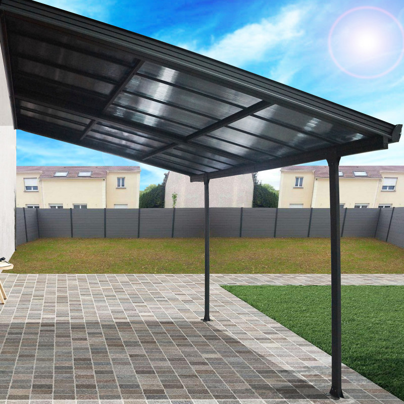 Toit de terrasse 12,04m² en alu anthracite à panneaux amovibles Habrita