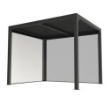 Pergola bioclimatique aluminium anthracite 7,20m² + 2 rideaux gris – HABRITA