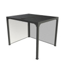 Pergola bioclimatique aluminium anthracite 7,20m² + 2 rideaux gris – HABRITA