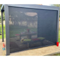 Pergola bioclimatique aluminium anthracite 7,20m² + 2 rideaux gris – HABRITA
