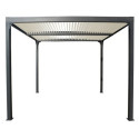 Pergola bioclimatique aluminium anthracite 10,80m² + toit avec lames ovales écru HABRITA
