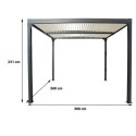 Pergola bioclimatique aluminium anthracite 10,80m² + toit avec lames ovales écru HABRITA