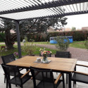 Pergola bioclimatique aluminium anthracite 10,80m² + toit avec lames ovales écru HABRITA