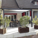 Pergola bioclimatique aluminium anthracite 10,80m² + toit avec lames ovales écru HABRITA