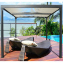 Pergola bioclimatique aluminium anthracite 10,80m² + toit avec lames ovales écru HABRITA