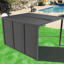 Pergola bioclimatique alu anthracite 10,80m² toit avec lames ovales aluminium + ventelles latérales pour côté 3,60m – HABRITA